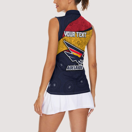 Personalized Adelaide Football Women Sleeveless Polo Shirt Easter Egg Pattern Red Blue Tribal Dot Art Style