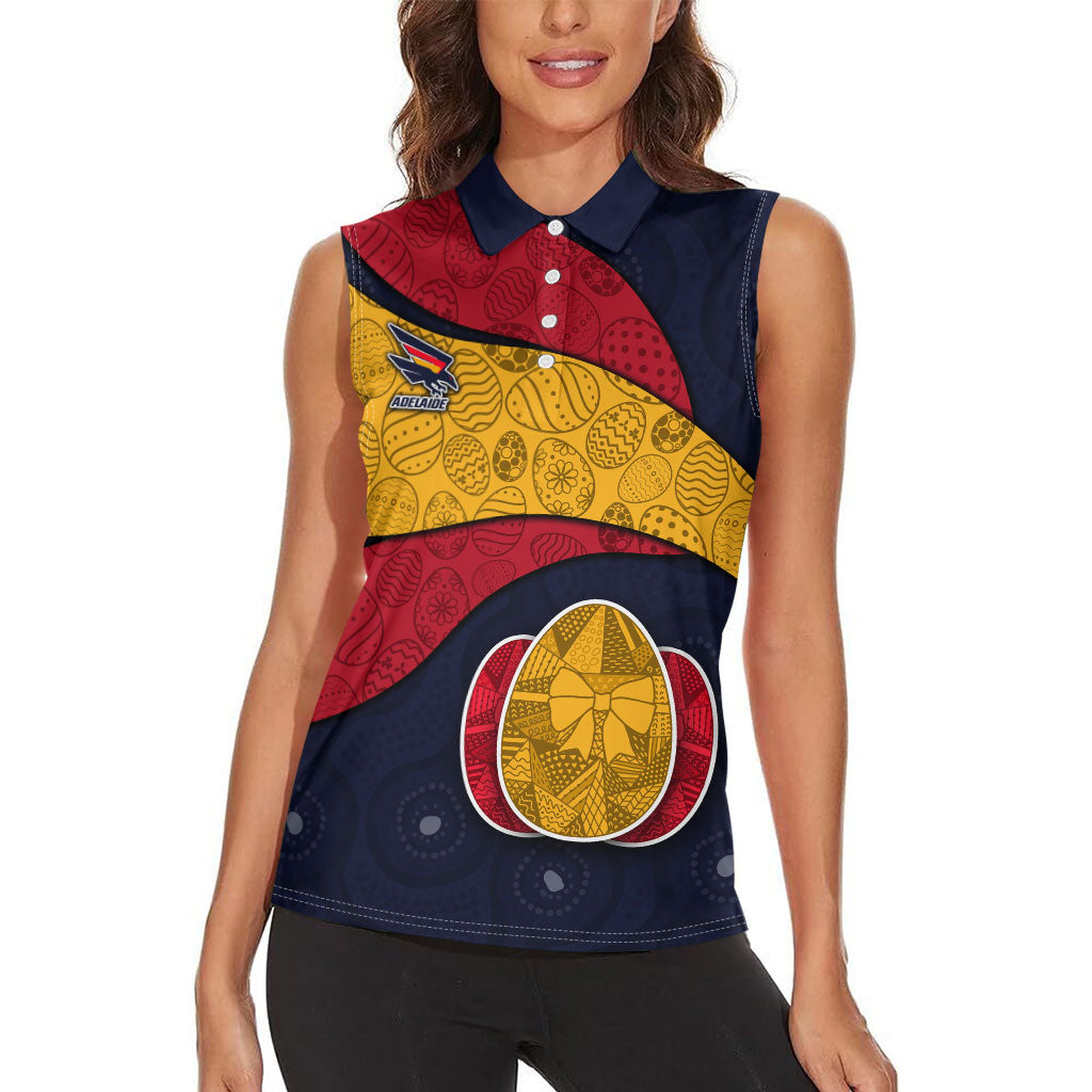Personalized Adelaide Football Women Sleeveless Polo Shirt Easter Egg Pattern Red Blue Tribal Dot Art Style