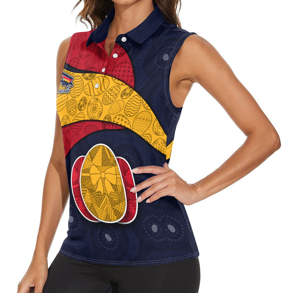 Personalized Adelaide Football Women Sleeveless Polo Shirt Easter Egg Pattern Red Blue Tribal Dot Art Style