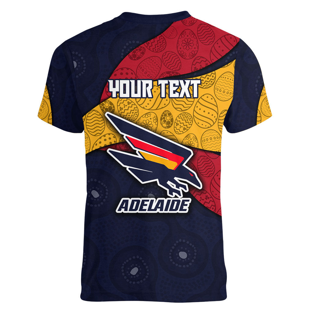 Personalized Adelaide Football Women V-Neck T-Shirt Easter Egg Pattern Red Blue Tribal Dot Art Style