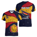 Personalized Adelaide Football Women V-Neck T-Shirt Easter Egg Pattern Red Blue Tribal Dot Art Style