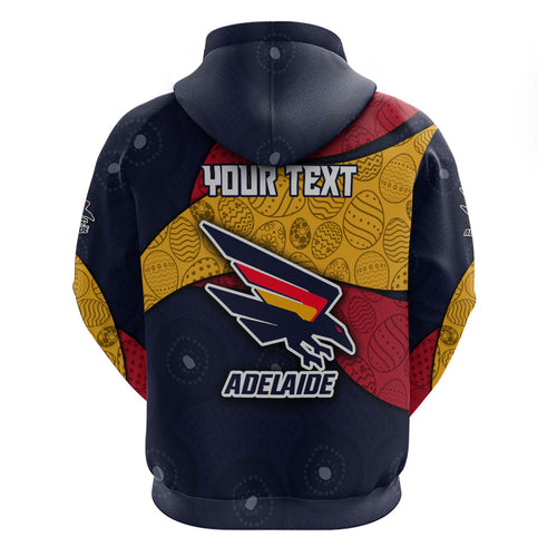 Personalized Adelaide Football Zip Hoodie Easter Egg Pattern Red Blue Tribal Dot Art Style