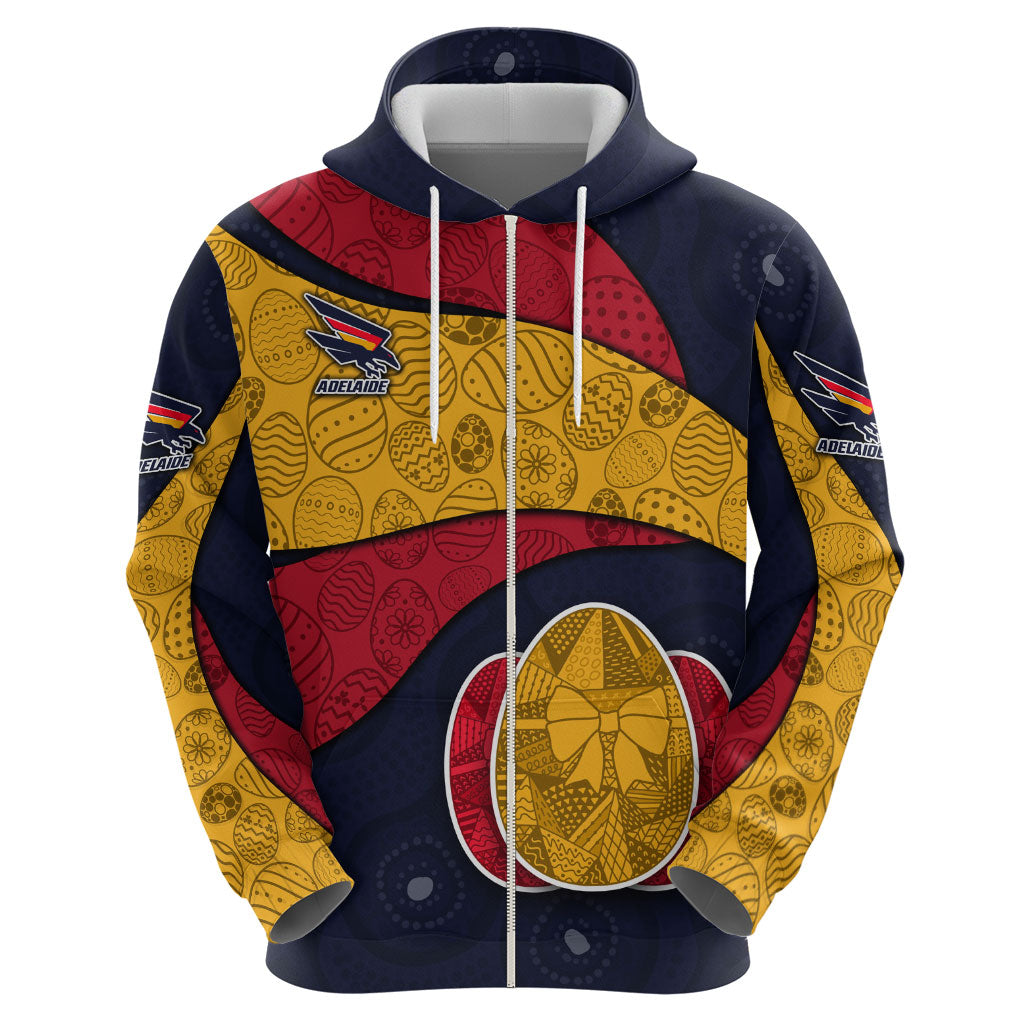 Personalized Adelaide Football Zip Hoodie Easter Egg Pattern Red Blue Tribal Dot Art Style