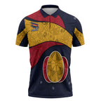 Personalized Adelaide Football Zipper Polo Shirt Easter Egg Pattern Red Blue Tribal Dot Art Style