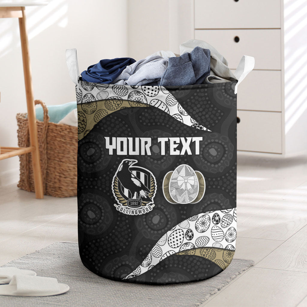 Personalized Magpie Football Laundry Basket Easter Egg Pattern Monochrome Tribal Dot Art Style