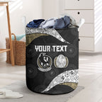 Personalized Magpie Football Laundry Basket Easter Egg Pattern Monochrome Tribal Dot Art Style