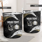 Personalized Magpie Football Laundry Basket Easter Egg Pattern Monochrome Tribal Dot Art Style