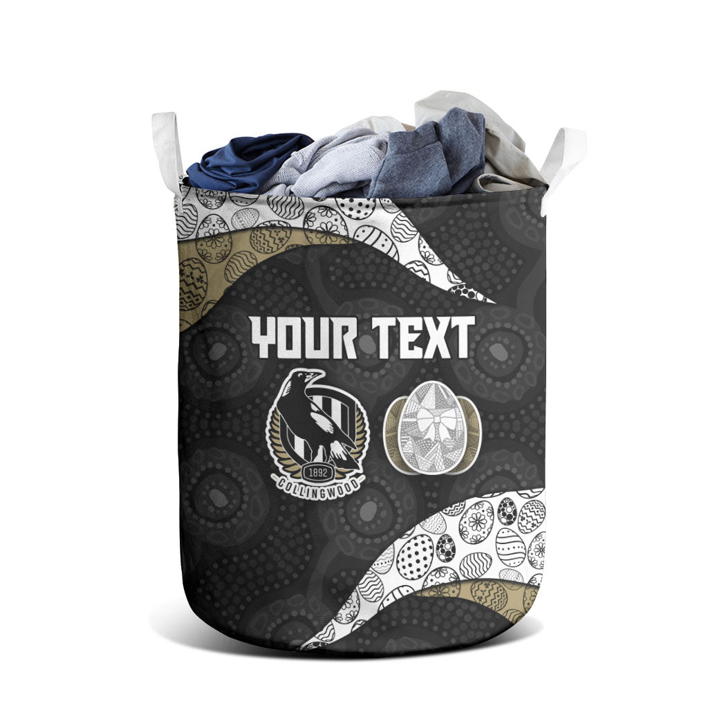 Personalized Magpie Football Laundry Basket Easter Egg Pattern Monochrome Tribal Dot Art Style