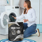 Personalized Magpie Football Laundry Basket Easter Egg Pattern Monochrome Tribal Dot Art Style