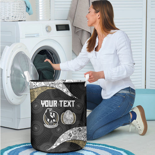 Personalized Magpie Football Laundry Basket Easter Egg Pattern Monochrome Tribal Dot Art Style