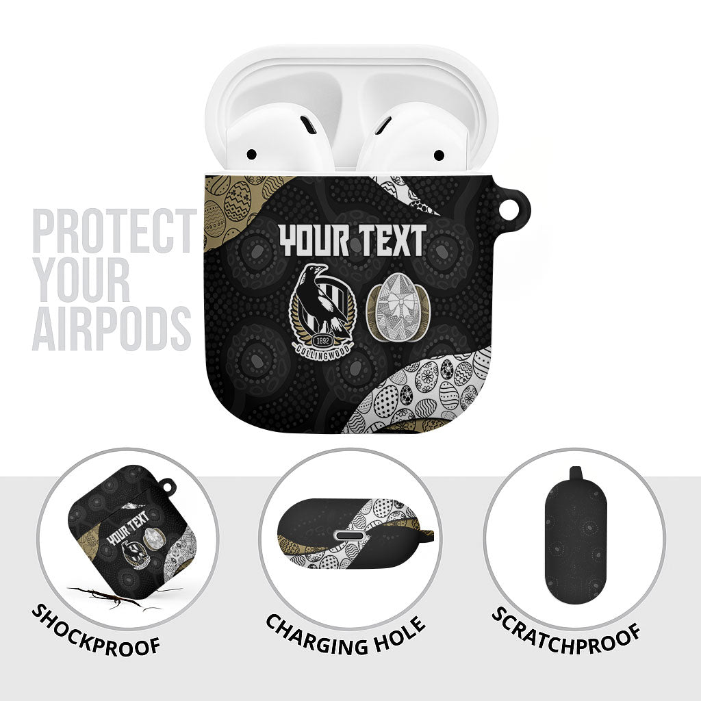 Personalized Magpie Football AirPods Case Easter Egg Pattern Monochrome Tribal Dot Art Style