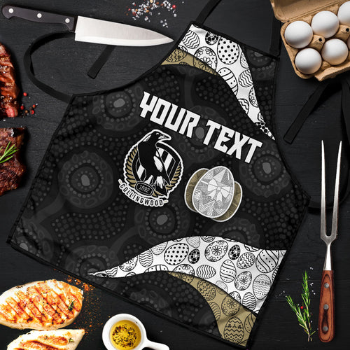 Personalized Magpie Football Apron Easter Egg Pattern Monochrome Tribal Dot Art Style