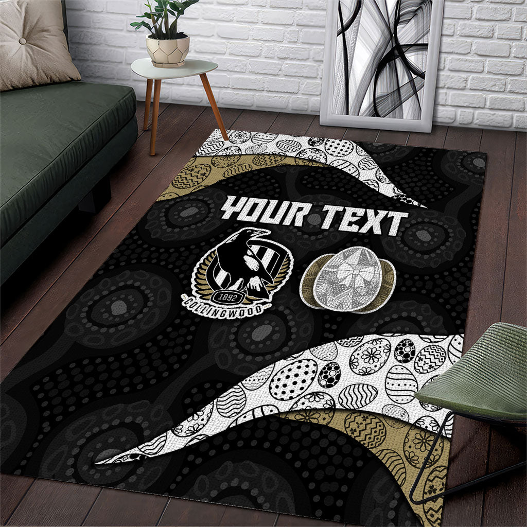 Personalized Magpie Football Area Rug Easter Egg Pattern Monochrome Tribal Dot Art Style