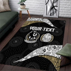 Personalized Magpie Football Area Rug Easter Egg Pattern Monochrome Tribal Dot Art Style