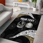Personalized Magpie Football Area Rug Easter Egg Pattern Monochrome Tribal Dot Art Style