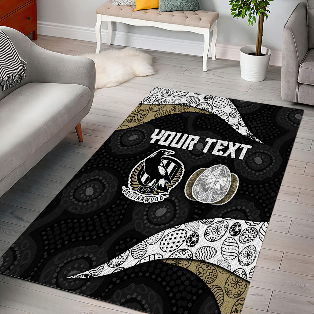 Personalized Magpie Football Area Rug Easter Egg Pattern Monochrome Tribal Dot Art Style