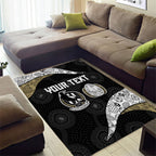 Personalized Magpie Football Area Rug Easter Egg Pattern Monochrome Tribal Dot Art Style