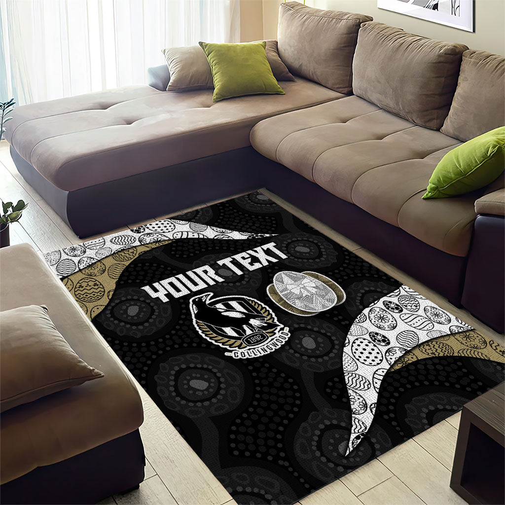 Personalized Magpie Football Area Rug Easter Egg Pattern Monochrome Tribal Dot Art Style