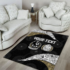 Personalized Magpie Football Area Rug Easter Egg Pattern Monochrome Tribal Dot Art Style