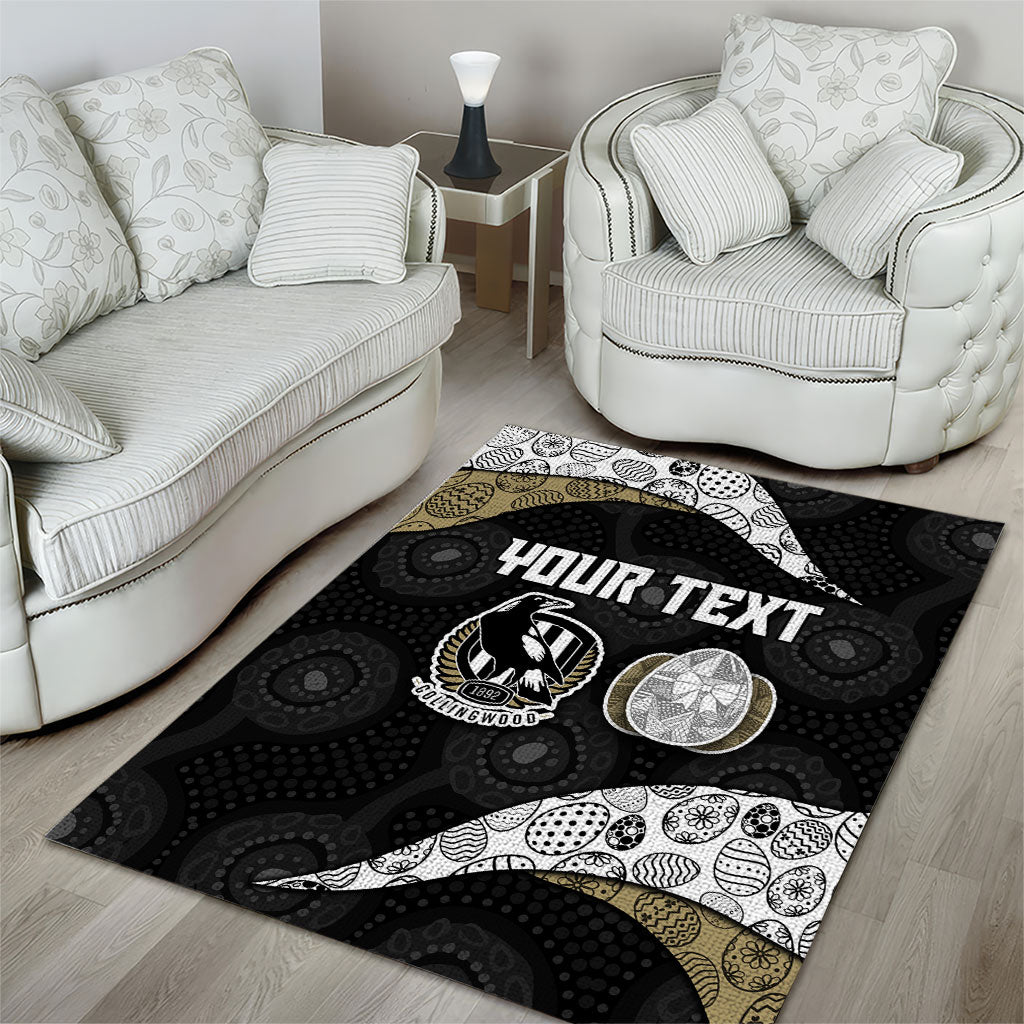 Personalized Magpie Football Area Rug Easter Egg Pattern Monochrome Tribal Dot Art Style