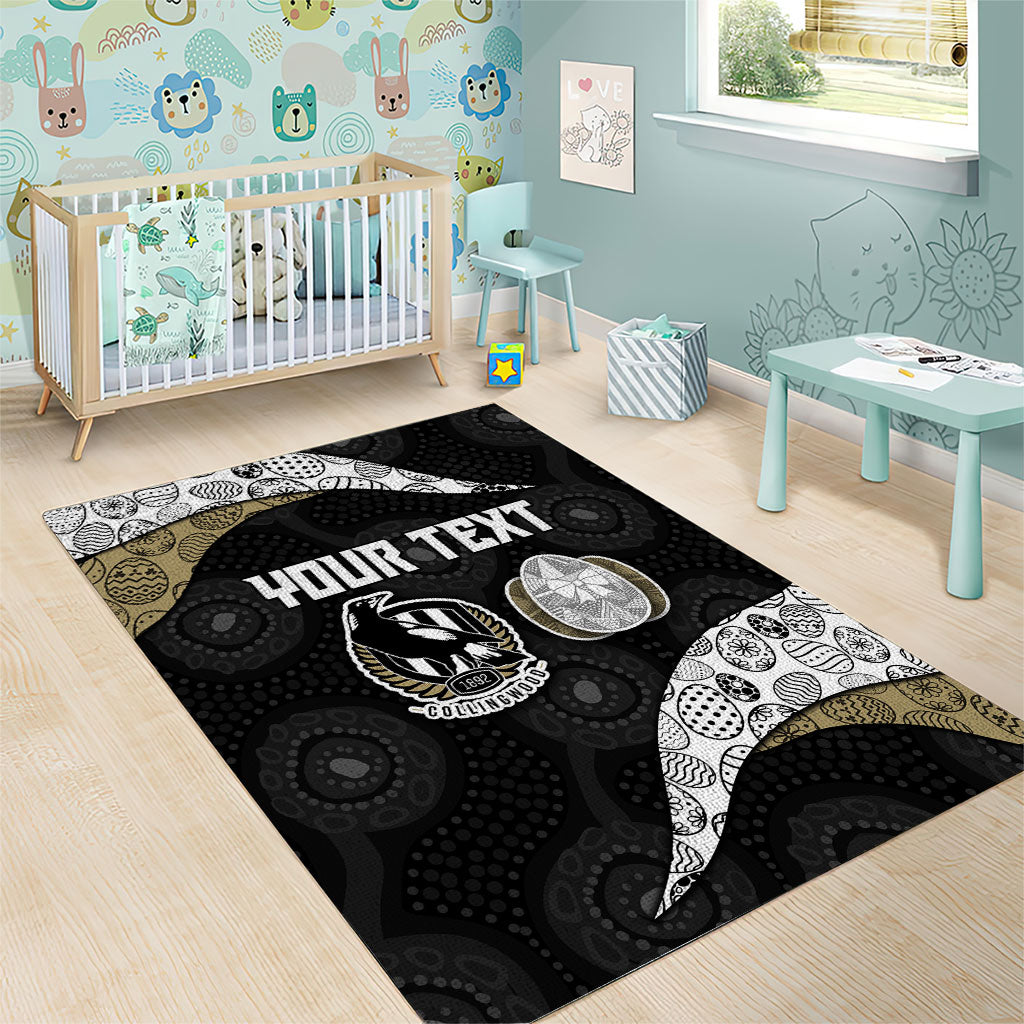 Personalized Magpie Football Area Rug Easter Egg Pattern Monochrome Tribal Dot Art Style