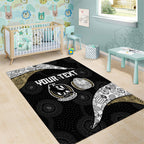 Personalized Magpie Football Area Rug Easter Egg Pattern Monochrome Tribal Dot Art Style