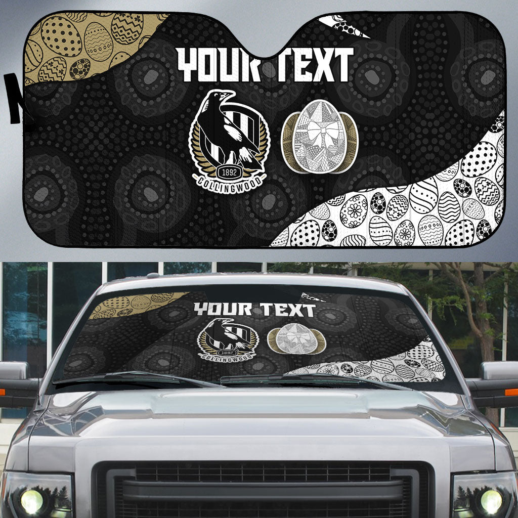 Personalized Magpie Football Auto Sun Shade Easter Egg Pattern Monochrome Tribal Dot Art Style