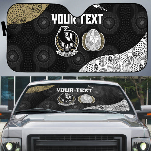 Personalized Magpie Football Auto Sun Shade Easter Egg Pattern Monochrome Tribal Dot Art Style