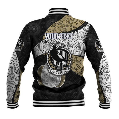 Personalized Magpie Football Baseball Jacket Easter Egg Pattern Monochrome Tribal Dot Art Style