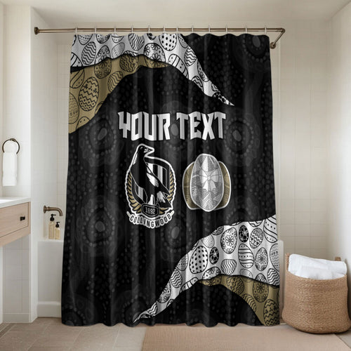 Personalized Magpie Football Bathroom Set Easter Egg Pattern Monochrome Tribal Dot Art Style