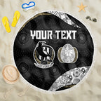 Personalized Magpie Football Beach Blanket Easter Egg Pattern Monochrome Tribal Dot Art Style