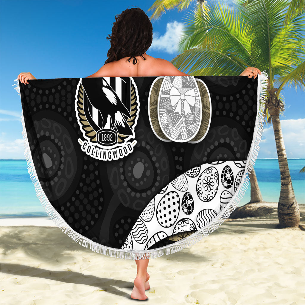 Personalized Magpie Football Beach Blanket Easter Egg Pattern Monochrome Tribal Dot Art Style