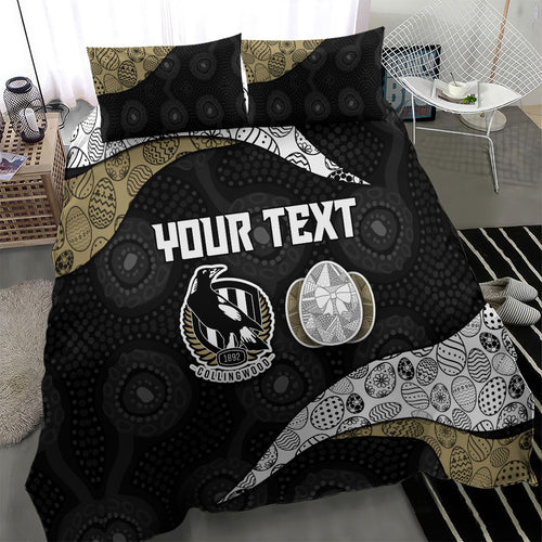 Personalized Magpie Football Bedding Set Easter Egg Pattern Monochrome Tribal Dot Art Style