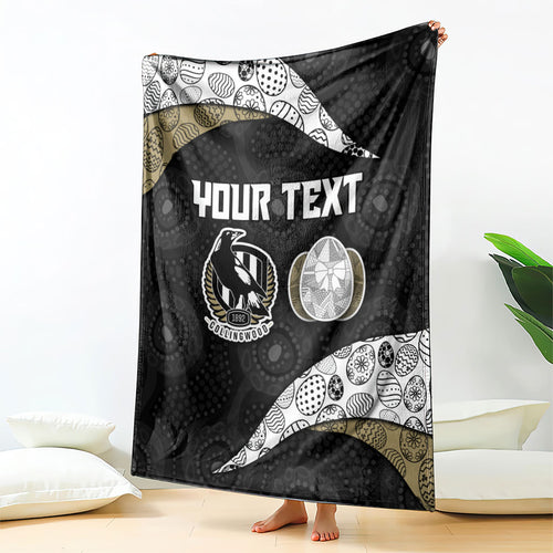 Personalized Magpie Football Blanket Easter Egg Pattern Monochrome Tribal Dot Art Style