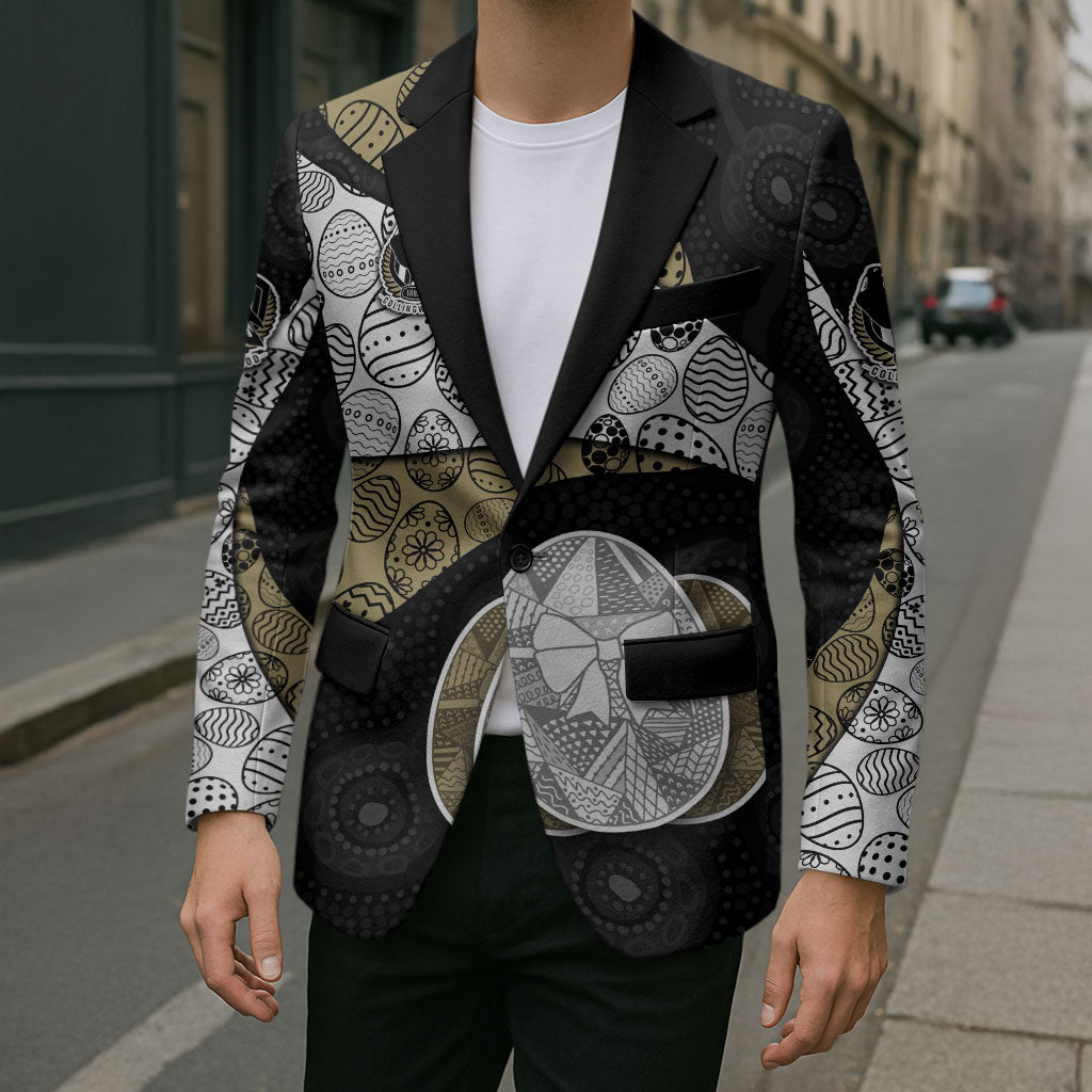 Personalized Magpie Football Blazer Easter Egg Pattern Monochrome Tribal Dot Art Style