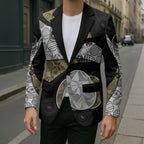 Personalized Magpie Football Blazer Easter Egg Pattern Monochrome Tribal Dot Art Style