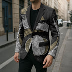 Personalized Magpie Football Blazer Easter Egg Pattern Monochrome Tribal Dot Art Style