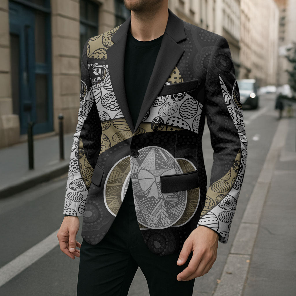Personalized Magpie Football Blazer Easter Egg Pattern Monochrome Tribal Dot Art Style