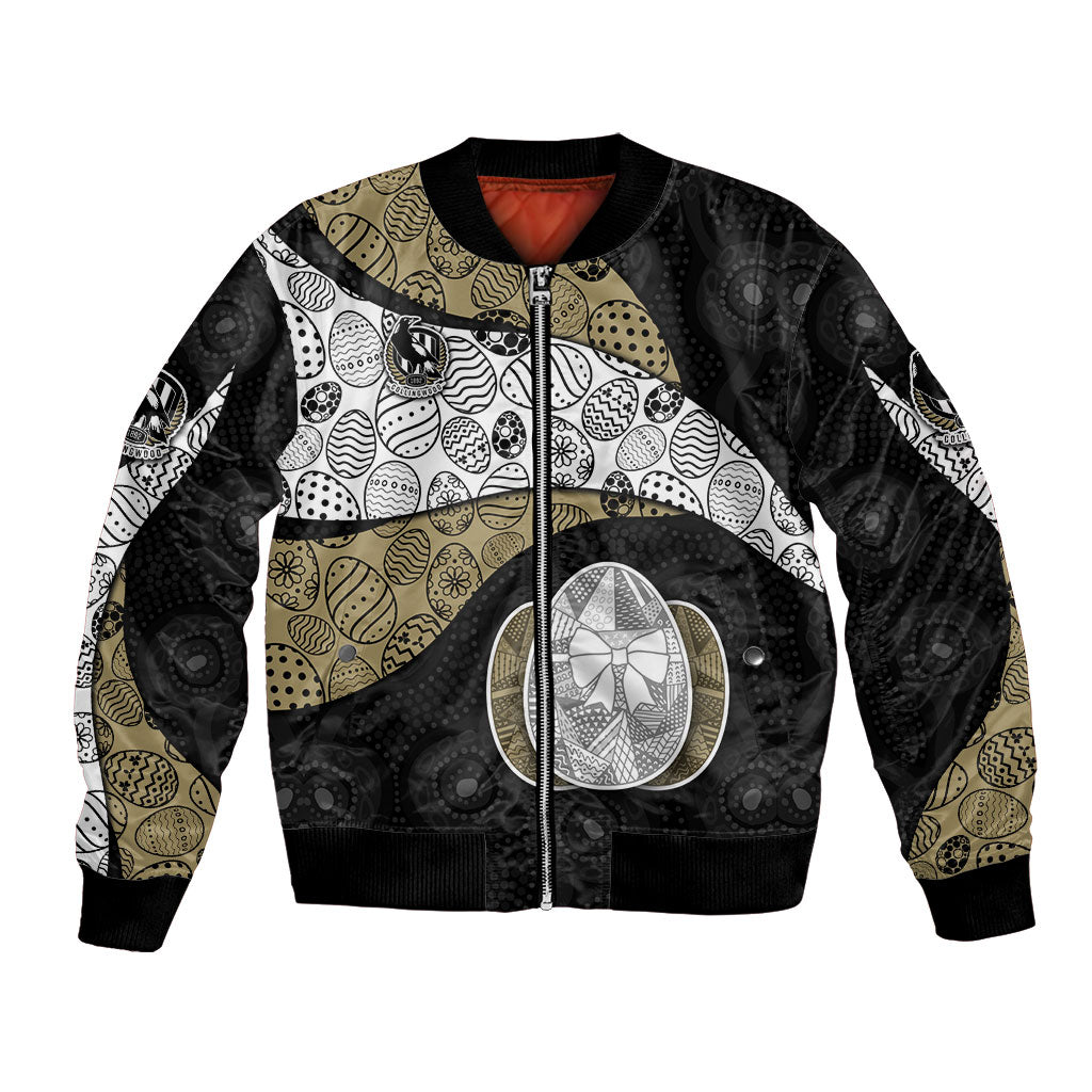 Personalized Magpie Football Bomber Jacket Easter Egg Pattern Monochrome Tribal Dot Art Style