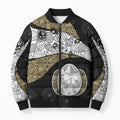 Personalized Magpie Football Bomber Puffer Jacket Easter Egg Pattern Monochrome Tribal Dot Art Style
