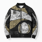 Personalized Magpie Football Bomber Puffer Jacket Easter Egg Pattern Monochrome Tribal Dot Art Style