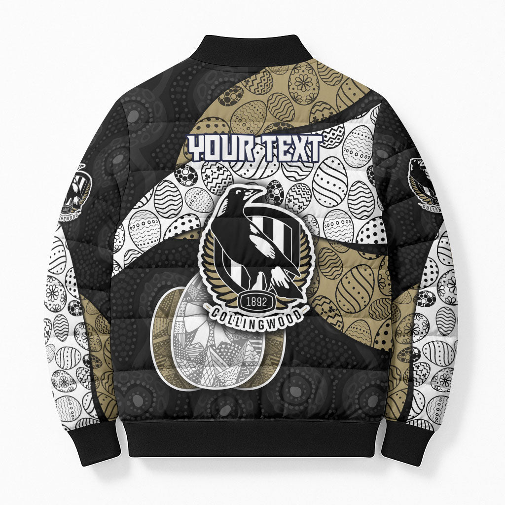 Personalized Magpie Football Bomber Puffer Jacket Easter Egg Pattern Monochrome Tribal Dot Art Style