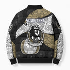 Personalized Magpie Football Bomber Puffer Jacket Easter Egg Pattern Monochrome Tribal Dot Art Style