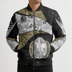 Personalized Magpie Football Bomber Puffer Jacket Easter Egg Pattern Monochrome Tribal Dot Art Style
