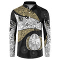 Personalized Magpie Football Button Sweatshirt Easter Egg Pattern Monochrome Tribal Dot Art Style