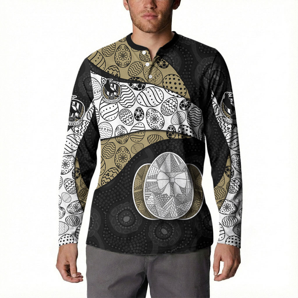 Personalized Magpie Football Button Sweatshirt Easter Egg Pattern Monochrome Tribal Dot Art Style