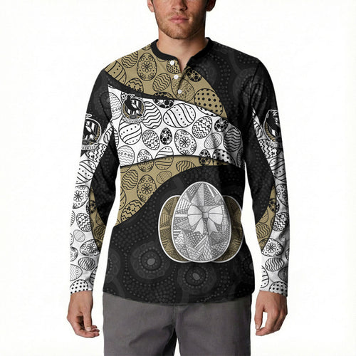 Personalized Magpie Football Button Sweatshirt Easter Egg Pattern Monochrome Tribal Dot Art Style