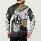 Personalized Magpie Football Button Sweatshirt Easter Egg Pattern Monochrome Tribal Dot Art Style