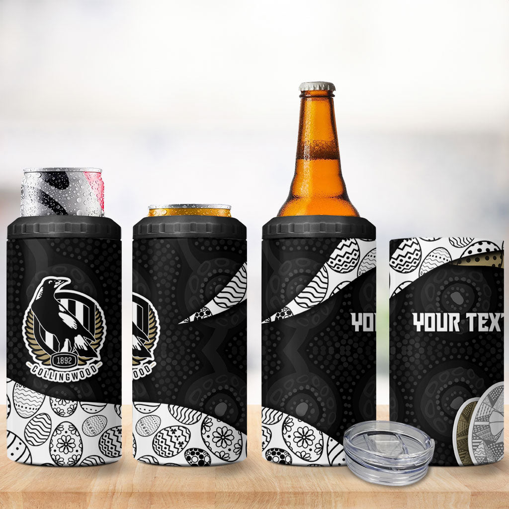 Personalized Magpie Football 4 in 1 Can Cooler Tumbler Easter Egg Pattern Monochrome Tribal Dot Art Style