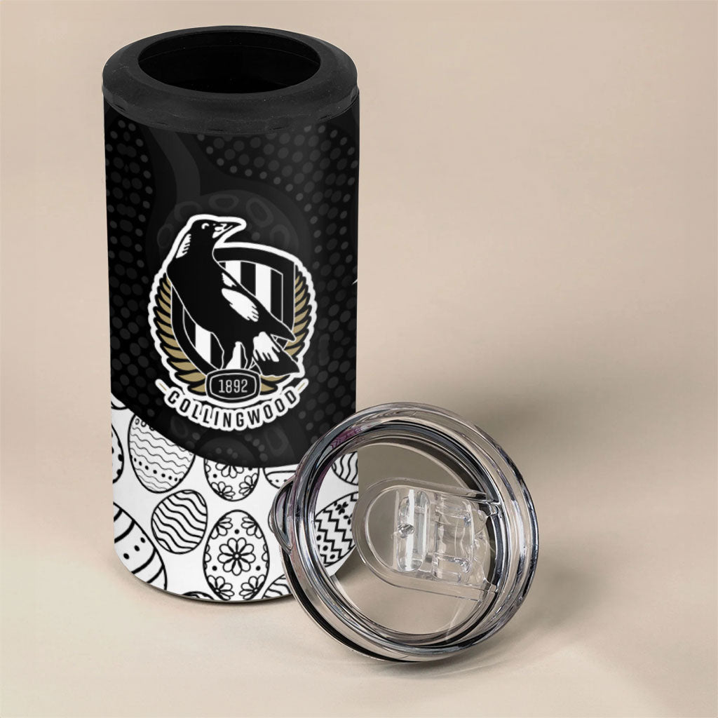 Personalized Magpie Football 4 in 1 Can Cooler Tumbler Easter Egg Pattern Monochrome Tribal Dot Art Style